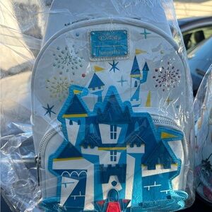DISNEYLAND 65TH ANNIVERSARY CASTLE HAPPIEST PLACE LOUNGEFLY MINI BACKPACK